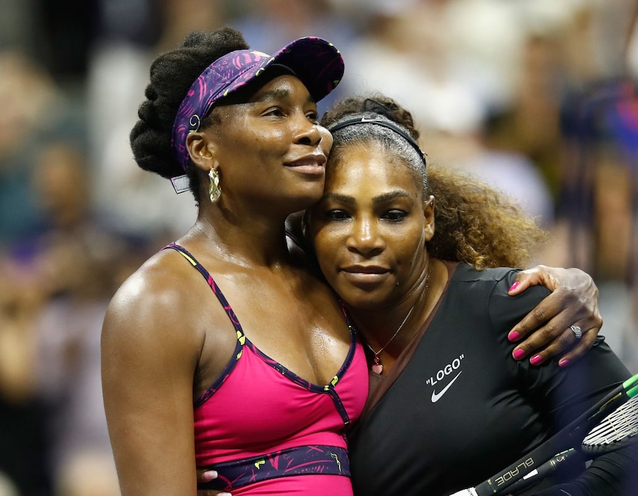 Serena Williams of The United States is congratulated by her sister and opponant Venus Williams of The United States following their ladies singles third round match on Day Five of the 2018 US Open