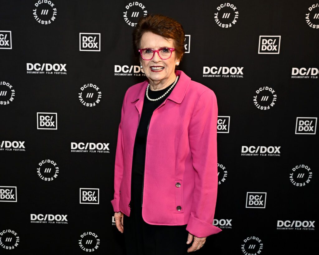 Billie Jean King attends the Washington, DC screening of the documentary film "Give Me The Ball" during the opening night of the DC/DOX Film Festival on June 11, 2026 in Washington, DC.