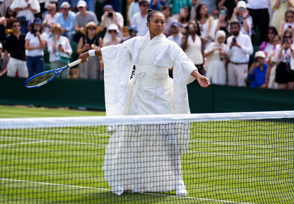 Naomi Osaka of Japan ahead of her match against Elsa Jacquemot of France during the Ladies' Singles on day one of the 2026 Wimbledon Championships at the All England Lawn Tennis and Croquet Club, London.