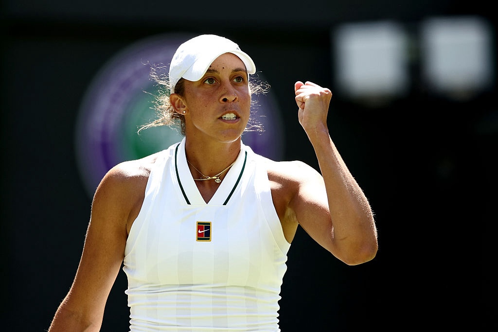 Madison Keys of United States celebrates a point against Katie Swan of Great Britain during their Ladies' Singles second round match on day four.