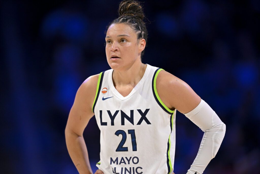 Minnesota Lynx guard Kayla McBride (21) looks on during the game between the Wings and the Lynx at College Park Center.