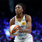 Los Angeles Sparks forward Nneka Ogwumike (30) shoots a free throw against the Dallas Wings during the second half at College Park Center.