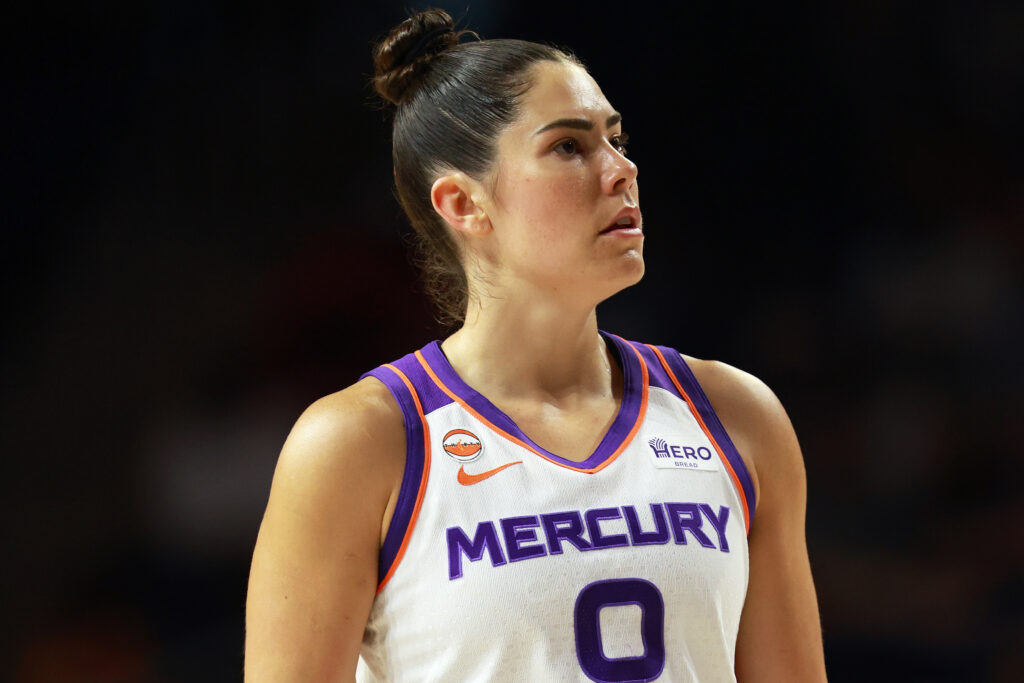 Phoenix Mercury guard Kelsey Plum (0) looks on during the first half against the Washington Mystics at CareFirst Arena.