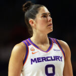 Phoenix Mercury guard Kelsey Plum (0) looks on during the first half against the Washington Mystics at CareFirst Arena.