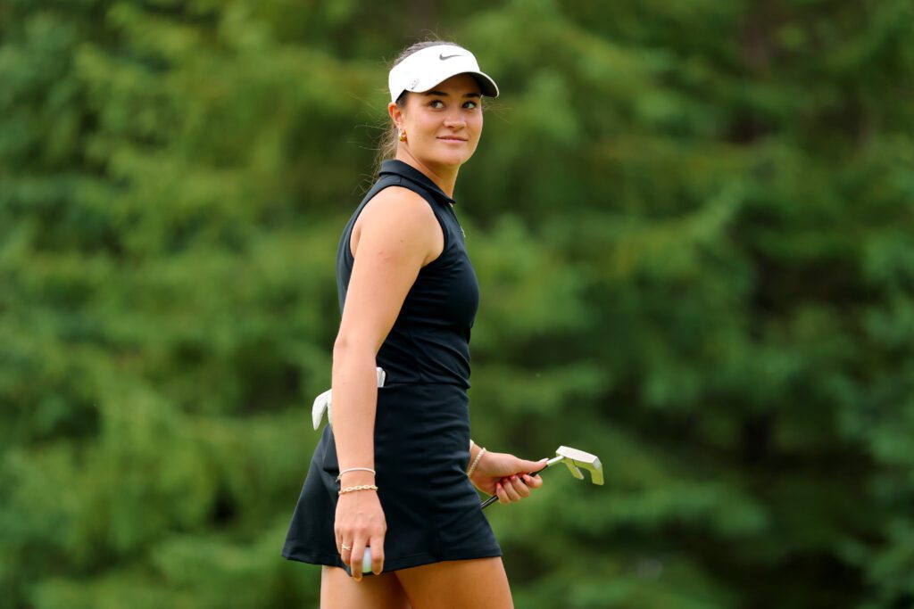 Kiara Romero walks off the putting green the first round of the CPKC Women's Open golf tournament at Royal Mayfair Golf Club.