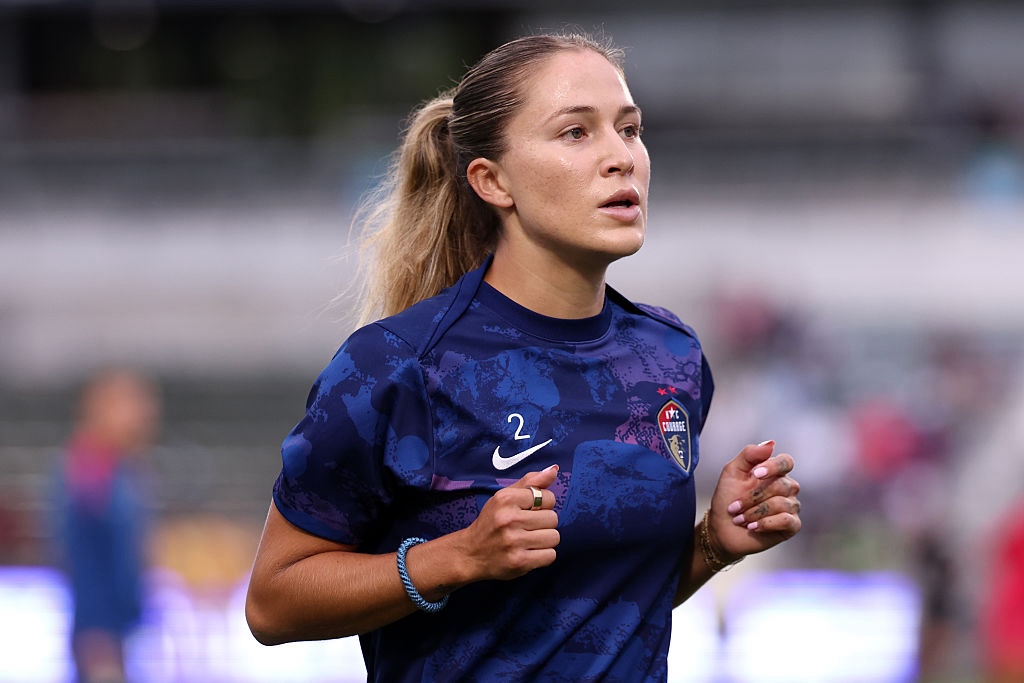 Ashley Sanchez #2 of North Carolina Courage warms up prior to the NWSL match between North Carolina Courage and Utah Royals at First Horizon Stadium.