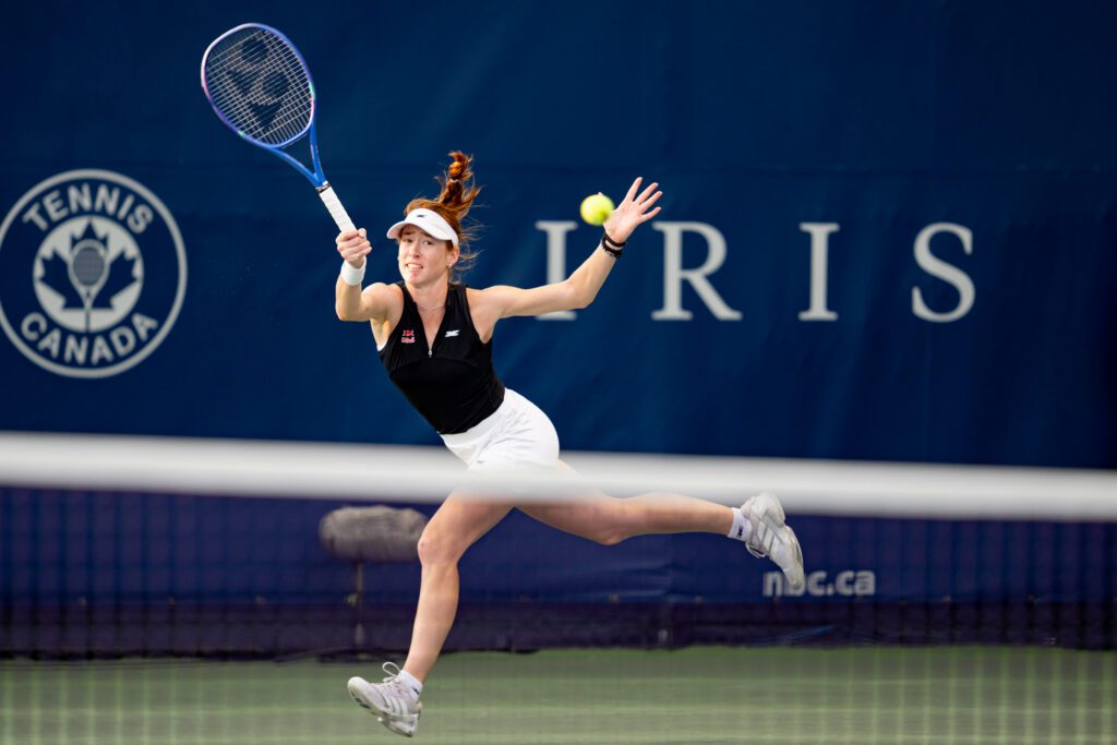 Maya Joint of Australia returns a shot during her match at the WTA National Bank Open tournament on August 5, 2026 at Sobeys Stadium.