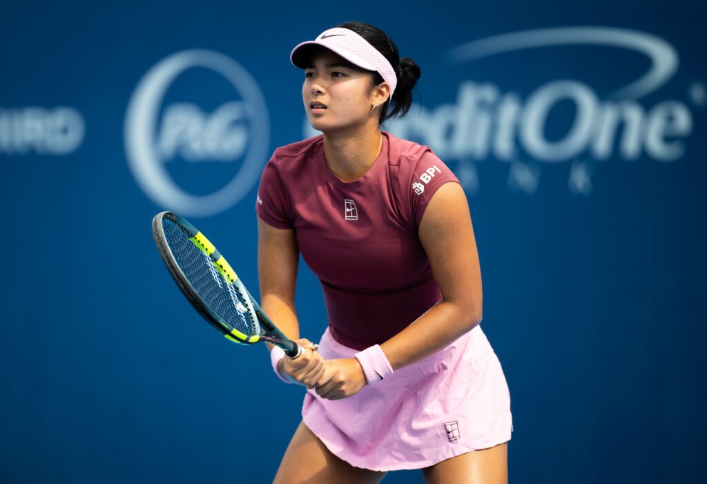 Alexandra Eala of the Philippines competes against Elena Gabriela Ruse of Romania in the second round of the Cincinnati Open on Day 5 at Lindner Family Tennis Center on August 15, 2026 in Mason, Ohio.
