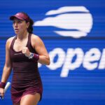 Jessica Pegula reacts against Elena-Gabriela Ruse during a Women's Singles match on Day One of the 2026 US Open at USTA Billie Jean King National Tennis Center.