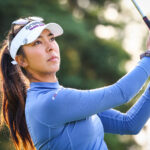 Alison Lee plays her shot from the third tee during the second round of the CPKC Women's Open golf tournament.