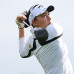 Jeeno Thitikul hits her tee shot on the third hole during the second round of the KPMG Women's PGA Championship golf tournament.