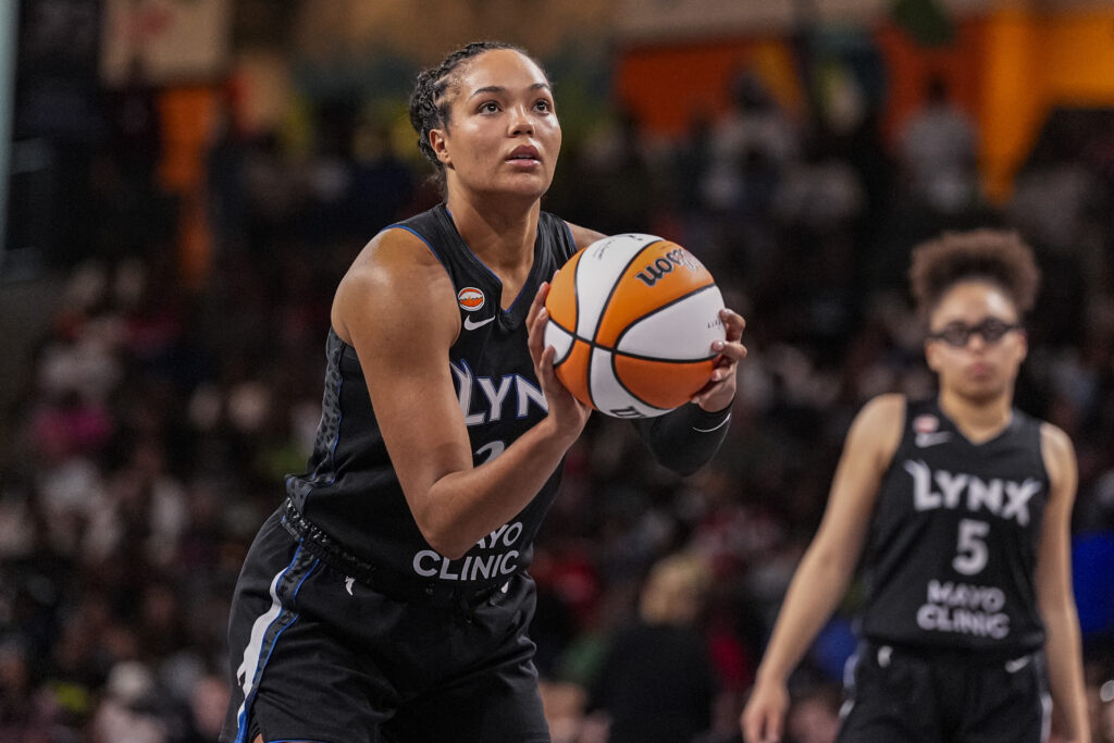 Minnesota Lynx forward Napheesa Collier (24) goes to the free throw line against the Atlanta Dream.