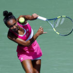 Canada's Leylah Fernandez in action during her third round match against Jessica Pegula of the U.S.