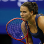 Emma Navarro of the U.S. looks on during her round of 16 match against Russia's Anna Kalinskaya.
