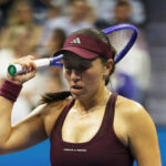 Jessica Pegula of the U.S. reacts during the second set of her semi final match against Belarus' Aryna Sabalenka.