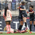 Chicago Stars FC midfielder Taylor Wood (14) celebrates with teammates after scoring a goal during the second half against the Portland Thorns FC at Providence Park.