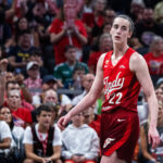 Indiana Fever guard Caitlin Clark (22) in the second half against the Washington Mystics at Gainbridge Fieldhouse.