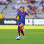 Ashley Sanchez #2 of the United States Women's National Team dribbles the ball during a game between Colombia and USWNT at Snapdragon Stadium.