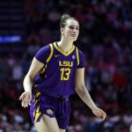 Kate Koval #13 of the Louisiana State Tigers looks on during the game against the Mississippi Rebels at The Pavilion at Ole Miss.