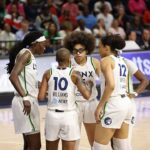 The Minnesota Lynx huddle up during the game against the Washington Mystics on August 21, 2026 at CareFirst Arena.