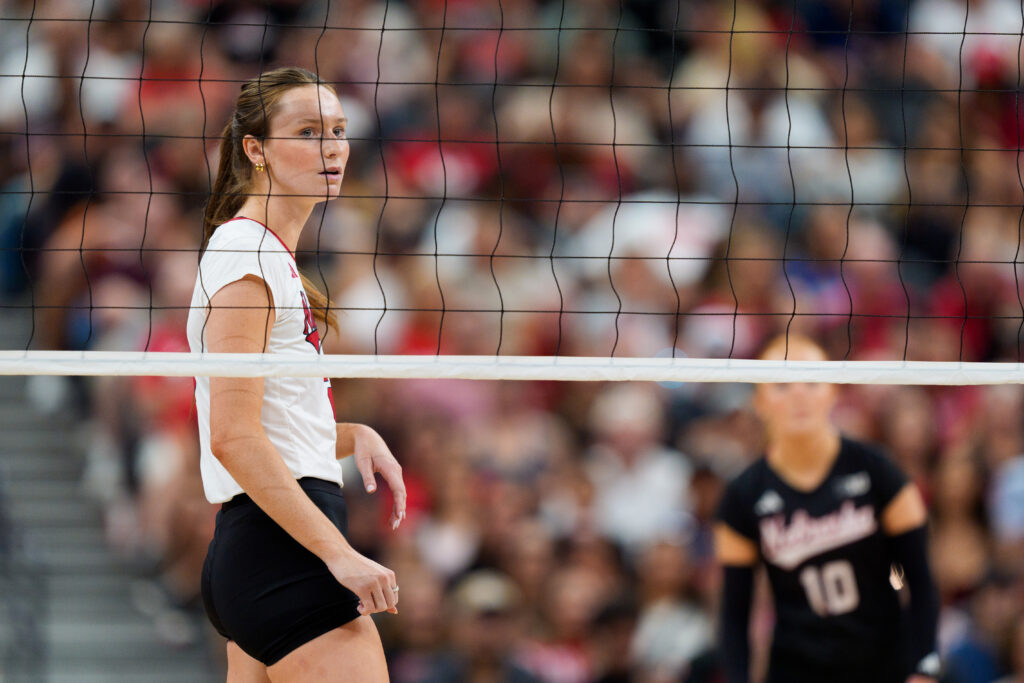 Bergen Reilly #2 of the Nebraska Cornhuskers looks on during the Players Era Volleyball Showcase.
