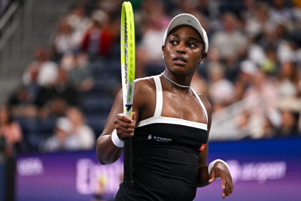 Sloane Stephens reacts against Marta Kostyuk during a Women's Singles match on Day Four of the 2026 US Open at USTA Billie Jean King National Tennis Center on Wednesday, September 2, 2026 in Flushing, NY.