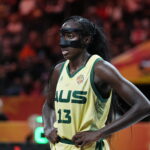 Ezi Magbegor during the Women's FIBA World Cup 2026 between Australia and Puerto Rico on September 4, 2026 in Berlin, Germany.
