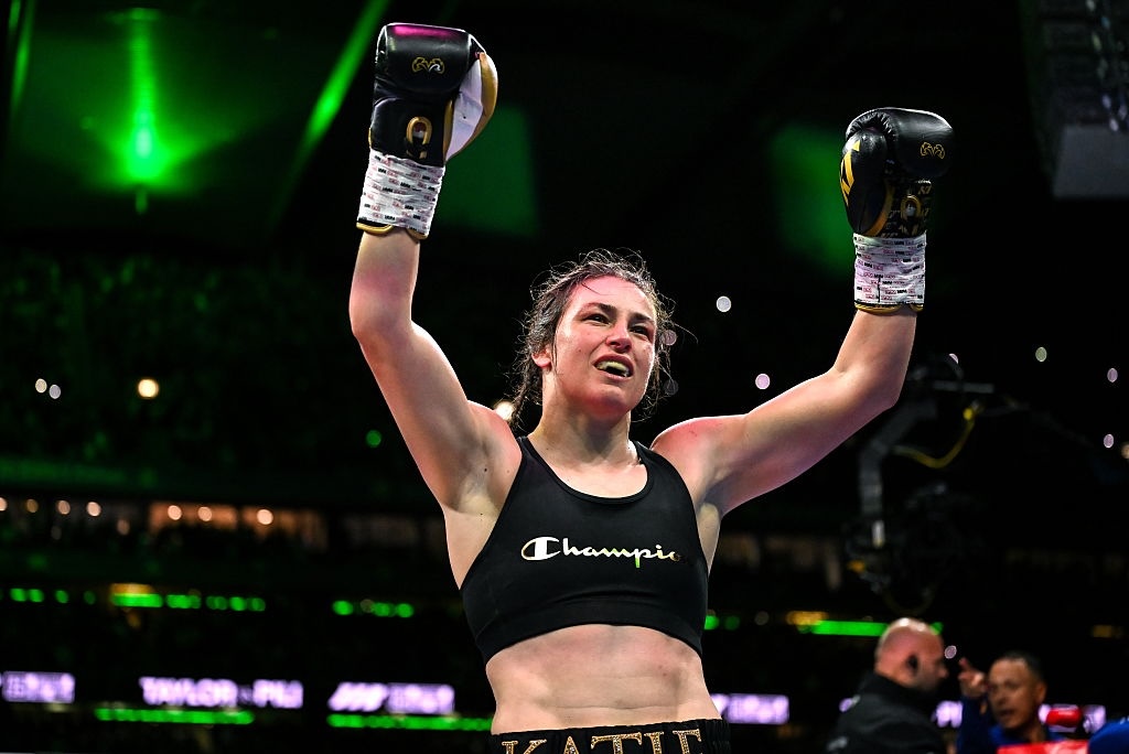 Katie Taylor after her undisputed super lightweight championship fight with Flora Pili at the Once Upon A Time fight night in Croke Park, Dublin.
