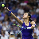 Alexandra Eala of Philippines serves against Iva Jovic of the United States during their Women's Singles Third Round match on Day Seven of the 2026 US Open at USTA Billie Jean King National Tennis Center on September 05, 2026 in the Flushing neighborhood of the Queens borough of New York City.