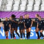 Micayla Johnson of the USA celebrates scoring her team’s first goal with teammates during the FIFA U-20 Women's World Cup Group D match between USA and Italy at Stadion Miejski LKS Lodz on September 06, 2026 in Lodz, Poland.