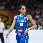 Gabby Williams of France looks on during the FIBA Women's Basketball World Cup Germany 2026 Quarter-finals match between China and France at Berlin Arena.