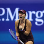 Jessica Pegula of the United States celebrates match point against Emma Navarro of the United States during their Women's Singles Quarterfinal match on Day Ten of the 2026 US Open at USTA Billie Jean King National Tennis Center.