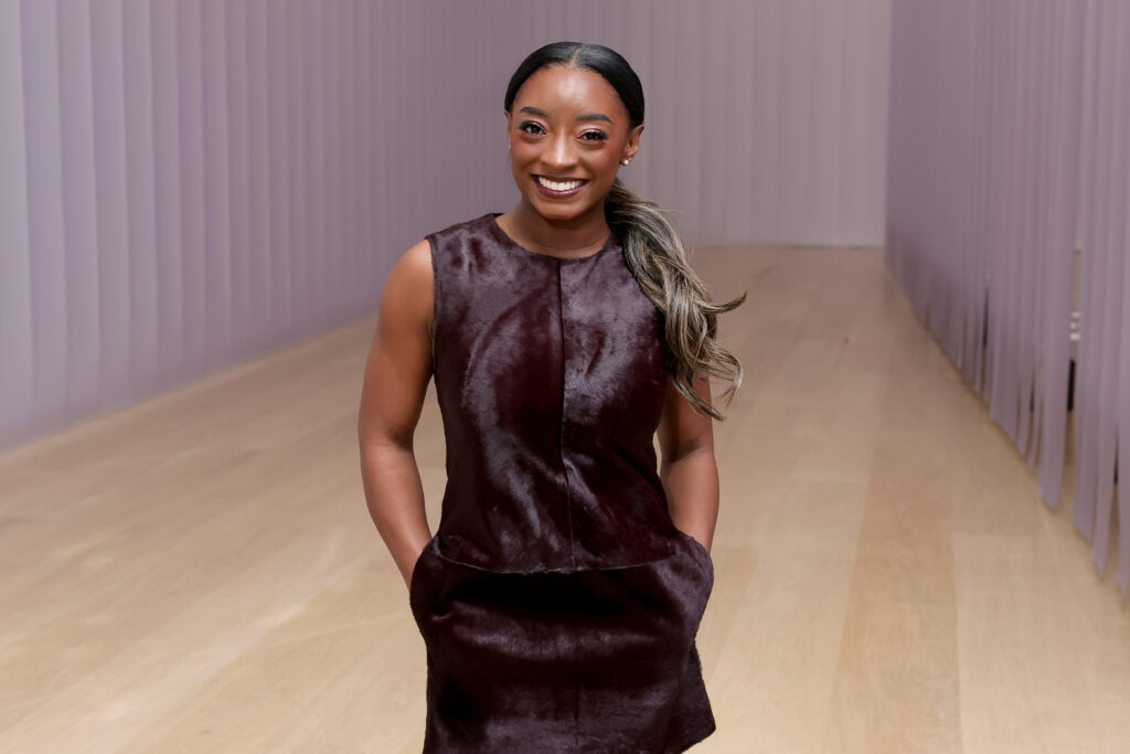 Simone Biles attends the Simkhai fashion show during New York Fashion Week.