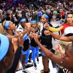 The Atlanta Dream huddle up after the game against the Chicago Sky on September 19, 2026 at Gateway Center Arena at College Park in Atlanta, Georgia.