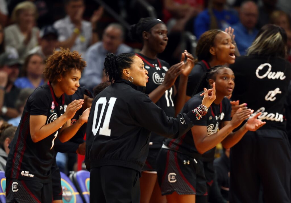 South Carolina Gamecocks head coach Dawn Staley against the UCLA Bruins during the National Championship game of the women's 2026 NCAA Tournament at Mortgage Matchup Center.