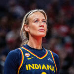 Indiana Fever guard Sophie Cunningham (8) in the first half against the Seattle Storm at Gainbridge Fieldhouse.