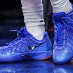 Indiana Fever guard Caitlin Clark (22) sports her signature Nike Caitlin 1 shoe while warming up Thursday, June 18, 2026, during a game at Gainbridge Fieldhouse in Indianapolis.