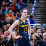 Indiana Fever guard Caitlin Clark (22) in the second half against the Minnesota Lynx at Gainbridge Fieldhouse.