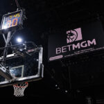 A view of the scoreboard is seen during the 2025 Players Era Tournament game at MGM Grand Garden Arena on November 25, 2025 in Las Vegas, Nevada.