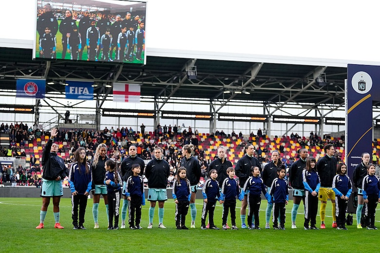 Gotham team prior the FIFA Women's Champions Cup 2026 Semi Final match between Gotham FC and SC Corinthians at Brentford stadium on January 28, 2026 in London, England.