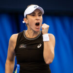 Belinda Bencic of Switzerland in action against Anastasia Zakharova in the second round on Day 4 of the China Open at National Tennis Center on October 03, 2026 in Beijing, China.