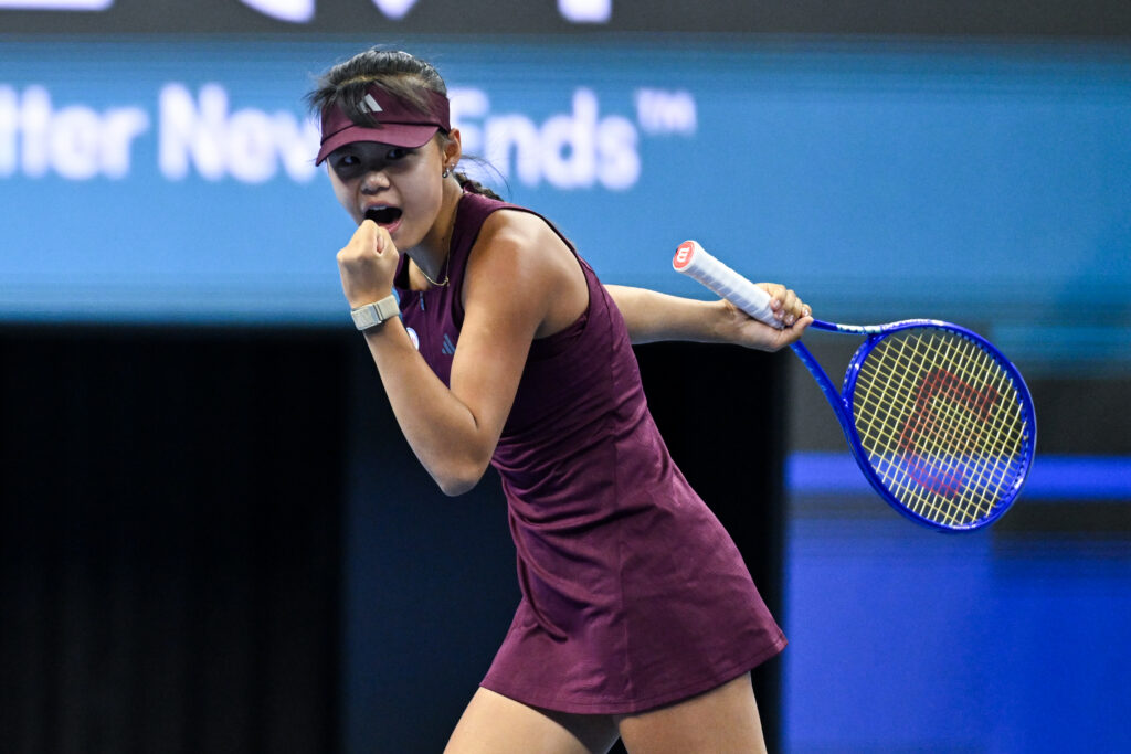 Xinran Sun of China in action against Eva Lys of Germany during the Women's single first round match on day two of China Open at the National Tennis Center on October 01, 2026 in Beijing, China.