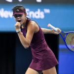Xinran Sun of China in action against Eva Lys of Germany during the Women's single first round match on day two of China Open at the National Tennis Center on October 01, 2026 in Beijing, China.