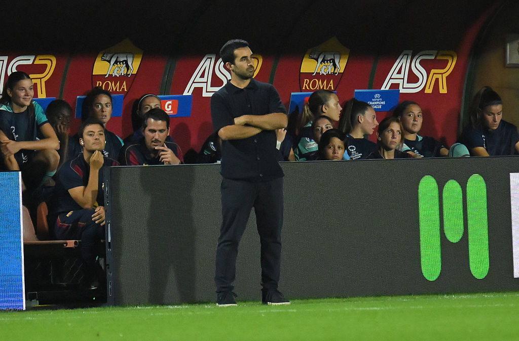 Barcelona woman coach Pere Romeu during the Champions League match Roma-Barcelona at the Tre Fontane stadium, Rome (Italy), September 30th, 2026.