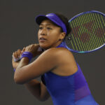 Naomi Osaka of Japan reacts against Maria Timofeeva of Uzbekistan in the Women's Singles second round match on day three of China Open at the National Tennis Center on October 02, 2026 in Beijing, China.