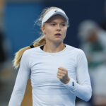 Harriet Dart of Great Britain reacts in the Women's single second round match against Iva Jovic of the United States on day four of China Open at the National Tennis Center.