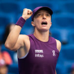 Iga Swiatek of Poland in action against Iva Jovic of the United States in the fourth round on Day 8 of the China Open at National Tennis Center.