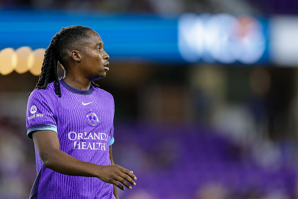 Barbra Banda #11 of the Orlando Pride looks on during the first half of the match between Orlando Pride and San Diego Wave FC.