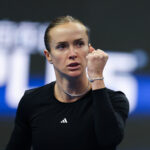 Elina Svitolina of Ukraine returns a shot in the Women's Singles Round of 16 match against Ann Li of the United States on day eight of China Open.