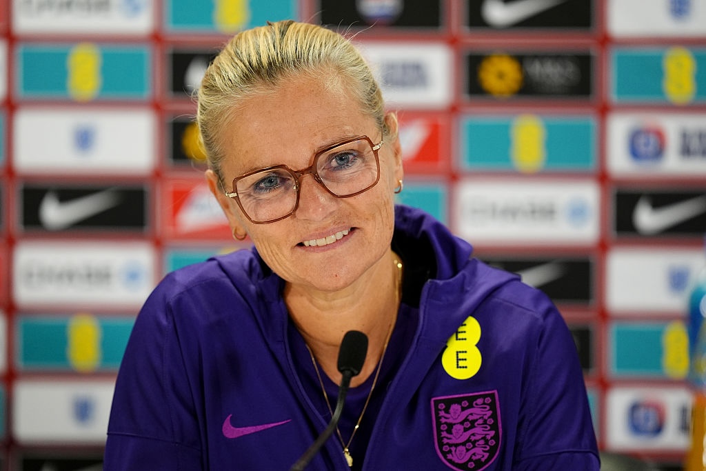 England manager Sarina Wiegman during a press conference at St George's Park, Burton.